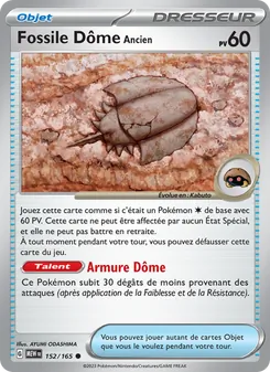 Carte Fossile Dôme Ancien de l'extension 151, numéro 152/165
