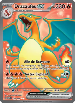 Carte Dracaufeu-ex de l'extension 151, numéro 183/165
