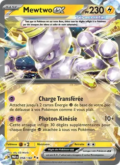 Carte Mewtwo-ex de l'extension Faille Paradoxe, numéro 058/182