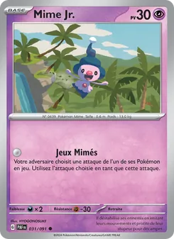 Carte Mime Jr. de l'extension Destinées de Paldea, numéro 031/91