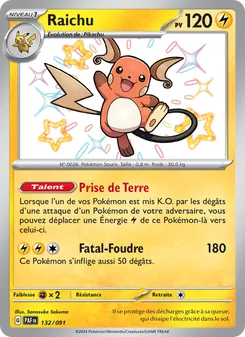 Carte Raichu de l'extension Destinées de Paldea, numéro 132/91