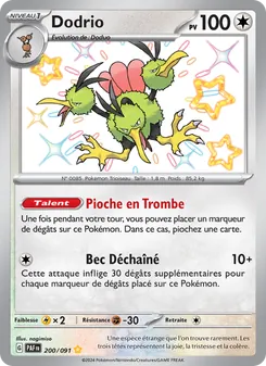 Carte Dodrio de l'extension Destinées de Paldea, numéro 200/91