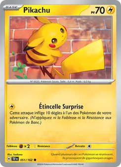 Carte Pikachu de l'extension Forces Temporelles, numéro 051/162
