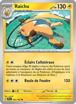 Carte Raichu de l'extension Forces Temporelles, numéro 052/162