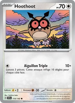 Carte Hoothoot de l'extension Couronne Stellaire, numéro 114/142