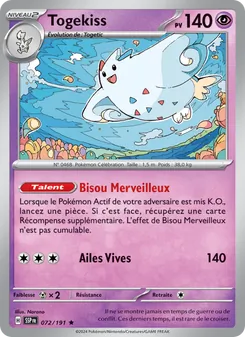 Carte Togekiss de l'extension Étincelles Déferlantes, numéro 072/191