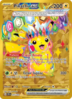 Carte Pikachu-ex de l'extension Étincelles Déferlantes, numéro 247/191