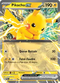Carte Pikachu-ex de l'extension Évolutions Prismatiques, numéro 028/131