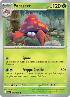 Carte Parasect de l'extension Aventures Ensemble, numéro 005/159