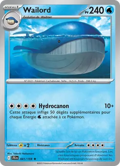 Carte Wailord de l'extension Aventures Ensemble, numéro 041/159