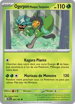 Carte Ogerpon Masque Turquoise de l'extension Rivalités Destinées, numéro 026/182