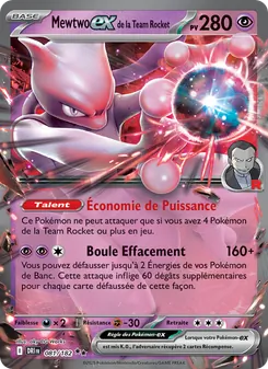 Carte Mewtwo-ex de la Team Rocket de l'extension Rivalités Destinées, numéro 081/182