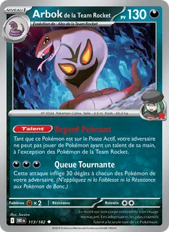 Carte Arbok de la Team Rocket de l'extension Rivalités Destinées, numéro 113/182