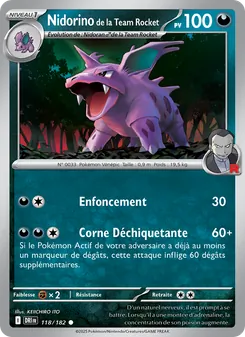 Carte Nidorino de la Team Rocket de l'extension Rivalités Destinées, numéro 118/182