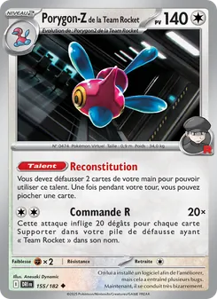 Carte Porygon-Z de la Team Rocket de l'extension Rivalités Destinées, numéro 155/182