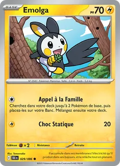Carte Emolga de l'extension Foudre Noire, numéro 029/86
