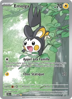 Carte Emolga de l'extension Foudre Noire, numéro 112/86