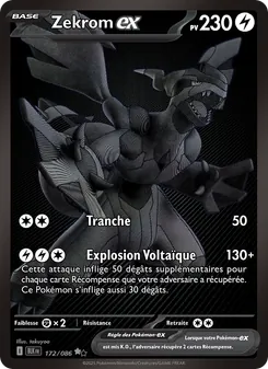 Carte Zekrom-ex de l'extension Foudre Noire, numéro 172/86