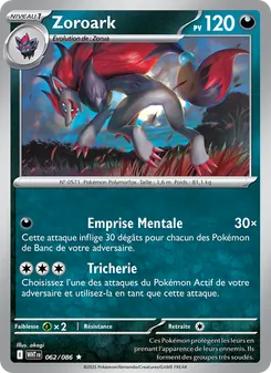 Carte Zoroark de l'extension Flamme Blanche, numéro 062/86