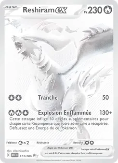 Carte Reshiram-ex de l'extension Flamme Blanche, numéro 173/86