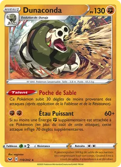 Carte Dunaconda de l'extension Épée et Bouclier, numéro 110/202