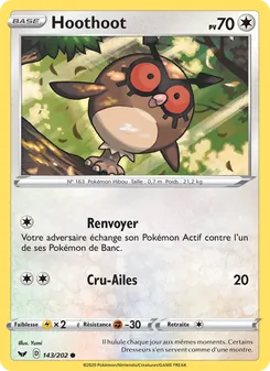 Carte Hoothoot de l'extension Épée et Bouclier, numéro 143/202
