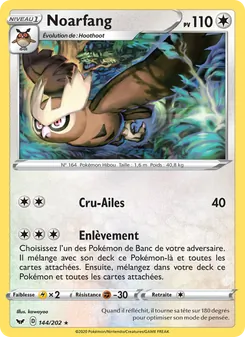 Carte Noarfang de l'extension Épée et Bouclier, numéro 144/202