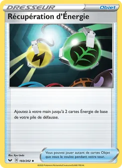 Carte Récupération d'Énergie de l'extension Épée et Bouclier, numéro 160/202