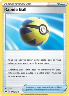 Carte Rapide Ball de l'extension Épée et Bouclier, numéro 179/202