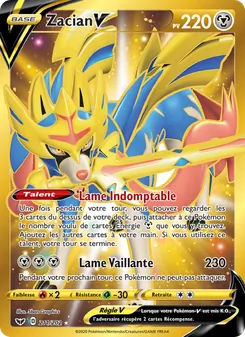 Carte Zacian V de l'extension Épée et Bouclier, numéro 211/202