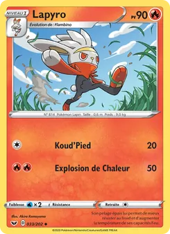 Carte Lapyro de l'extension Épée et Bouclier, numéro 33/202