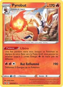 Carte Pyrobut de l'extension Épée et Bouclier, numéro 34/202