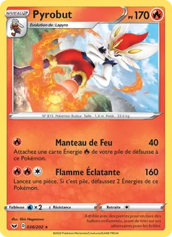Carte Pyrobut de l'extension Épée et Bouclier, numéro 36/202