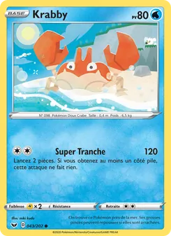 Carte Krabby de l'extension Épée et Bouclier, numéro 43/202