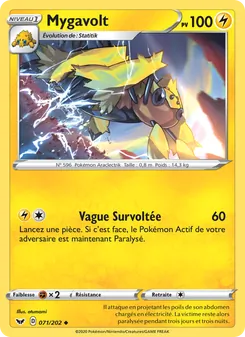 Carte Mygavolt de l'extension Épée et Bouclier, numéro 71/202
