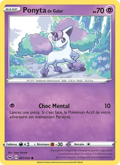 Carte Ponyta de Galar de l'extension Épée et Bouclier, numéro 81/202