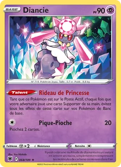 Carte Diancie de l'extension Astres Radieux, numéro 068/189