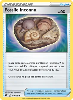Carte Fossile Inconnu de l'extension Astres Radieux, numéro 157/189