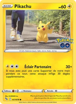 Carte Pikachu de l'extension Pokémon GO, numéro 027/78