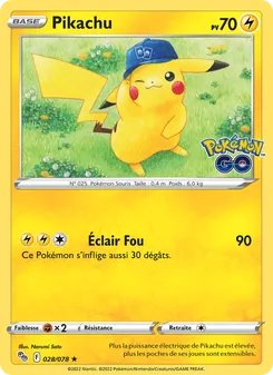 Carte Pikachu de l'extension Pokémon GO, numéro 028/78