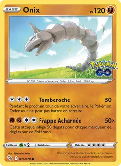 Carte Onix de l'extension Pokémon GO, numéro 036/78