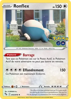 Carte Ronflex de l'extension Pokémon GO, numéro 055/78