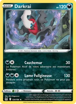 Carte Darkrai de l'extension Origine Perdue, numéro 120/196