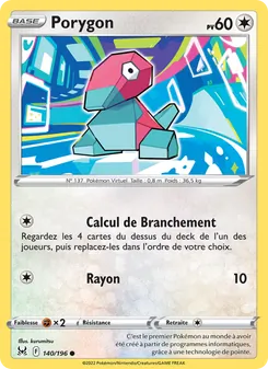 Carte Porygon de l'extension Origine Perdue, numéro 140/196