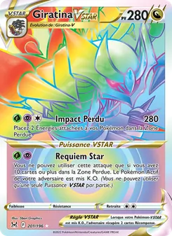 Carte Giratina VSTAR de l'extension Origine Perdue, numéro 201/196