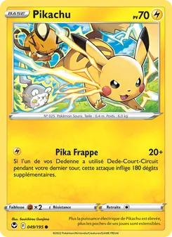 Carte Pikachu de l'extension Tempête Argentée, numéro 049/195