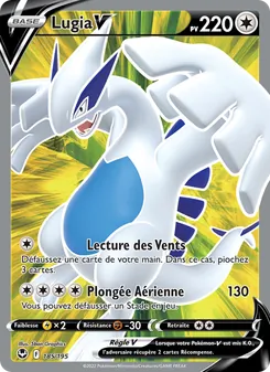 Carte Lugia V de l'extension Tempête Argentée, numéro 185/195