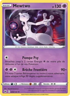 Carte Mewtwo de l'extension Zénith Suprême, numéro 059/159