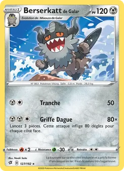 Carte Berserkatt de Galar de l'extension Clash des Rebelles, numéro 127/192