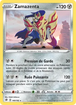 Carte Zamazenta de l'extension Clash des Rebelles, numéro 140/192